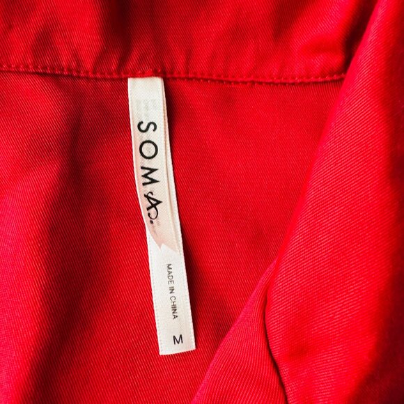 Soma Pajama Set Womens Medium Red Notch Color Top Pants Lenzing Lyocell - Picture 4 of 12